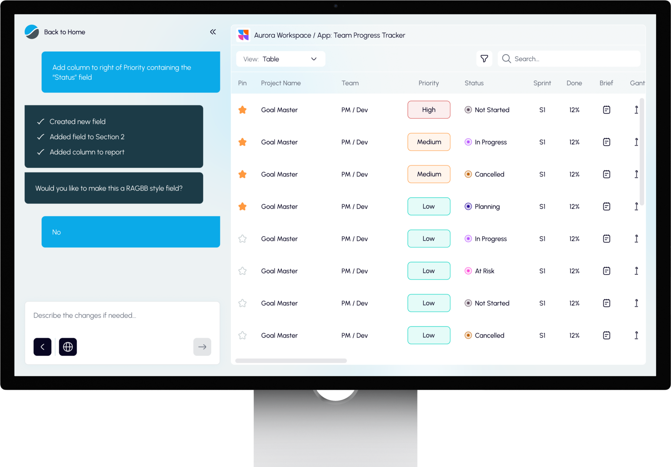 Computer preview of JustApps app builder