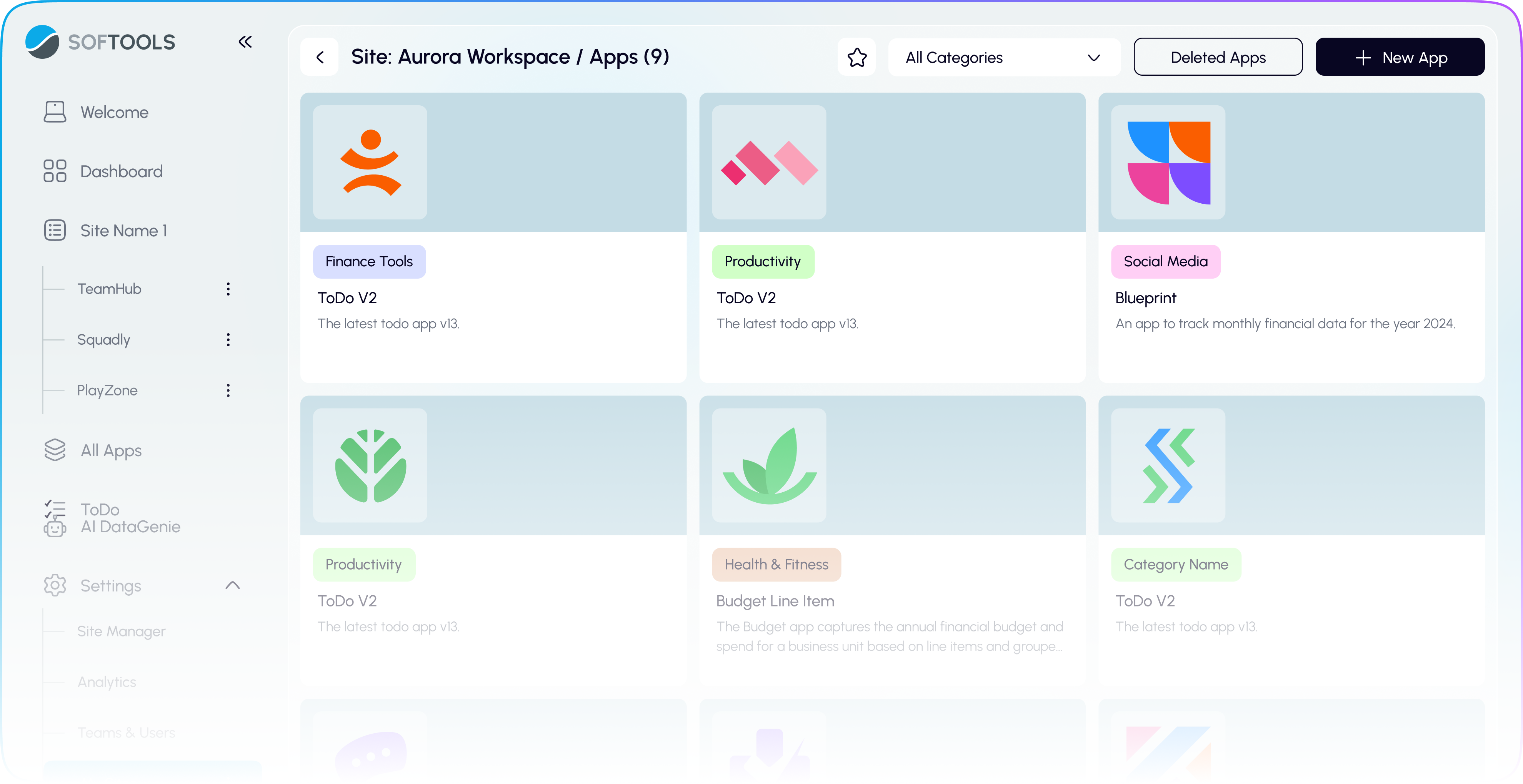 Apps screen preview
